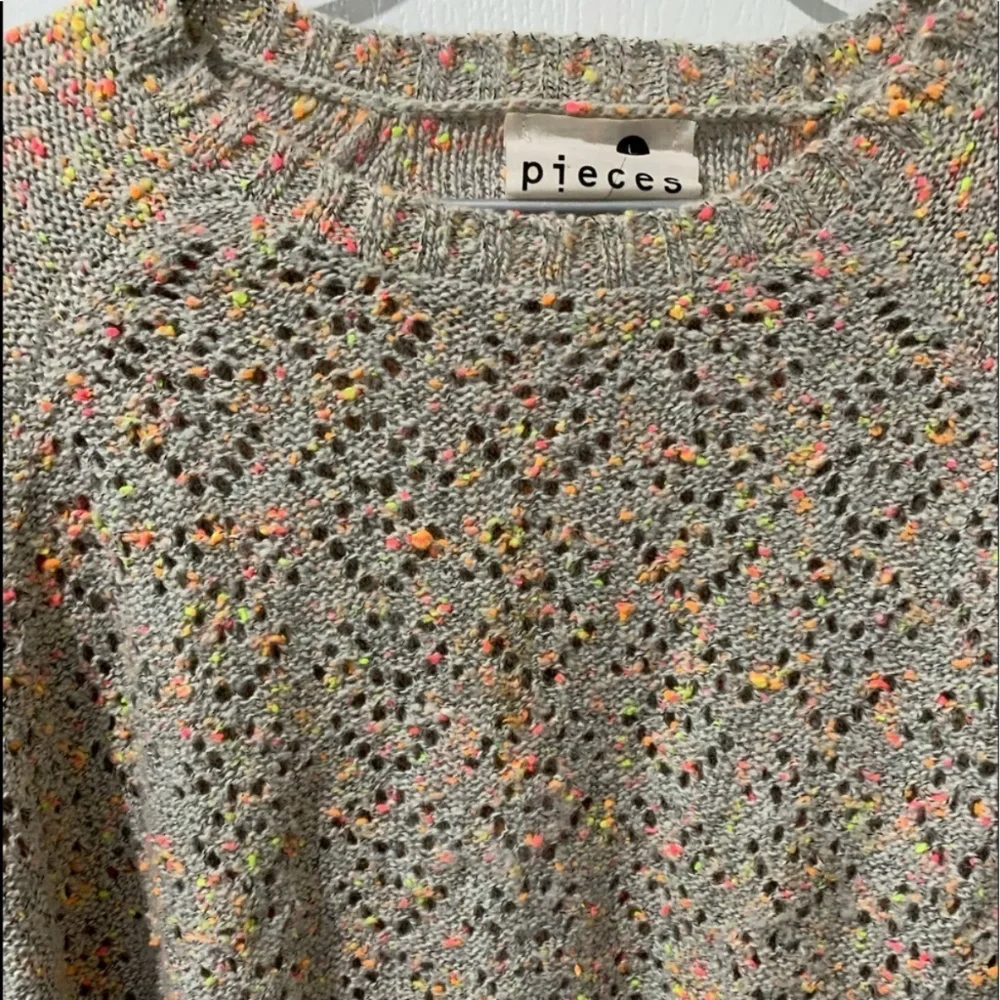 Kensie Pieces Beige Cotton Knit Open Knit Sweater